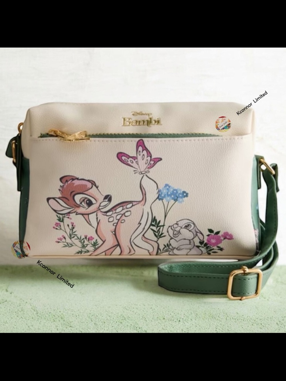Disney Bambi Cream Crossbody Bag with Green Strap
